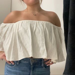 Beige/White Crop Top. Zara